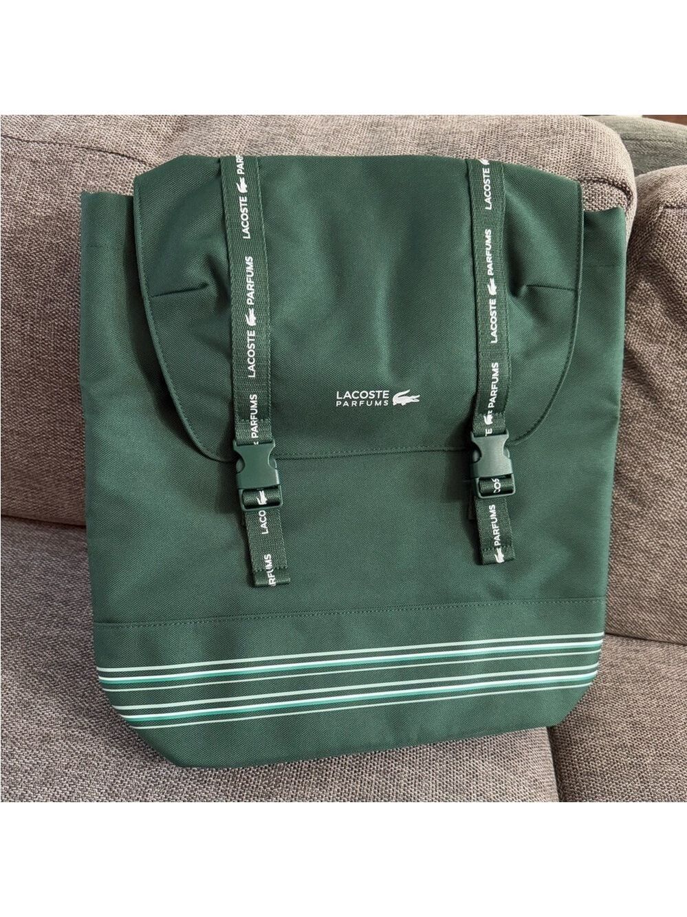 Lacoste Parfums Men's Drawstring Backpack Green Authentic New - Picture 5 of 15